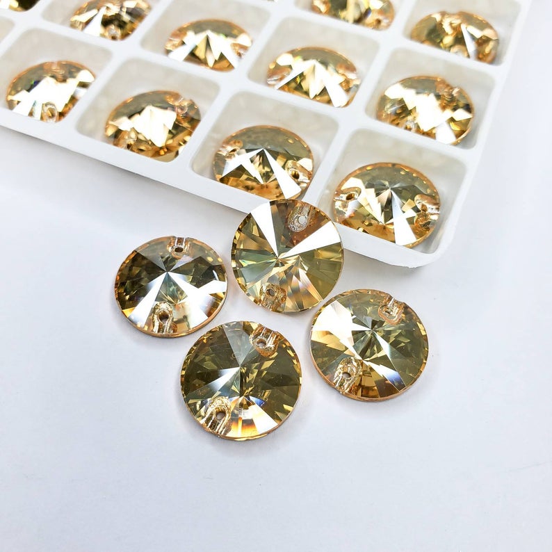 Golden Shadow - RIVOLI Sew On Glass Rhinestone