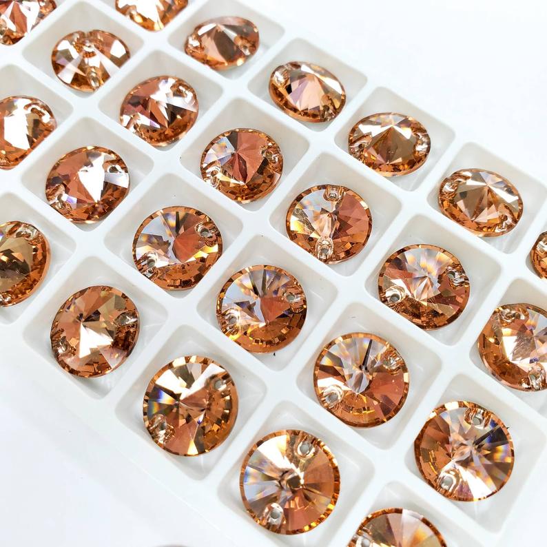 Light Peach - RIVOLI Sew On Glass Rhinestone