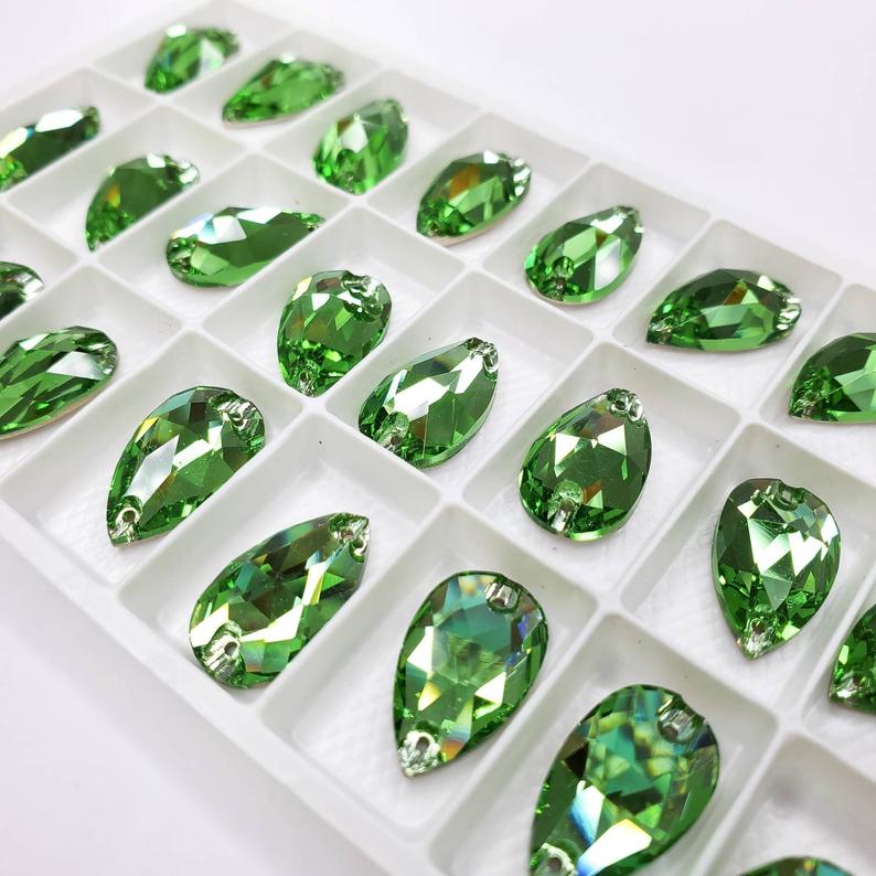Peridot - DROP Sew On Glass Rhinestone