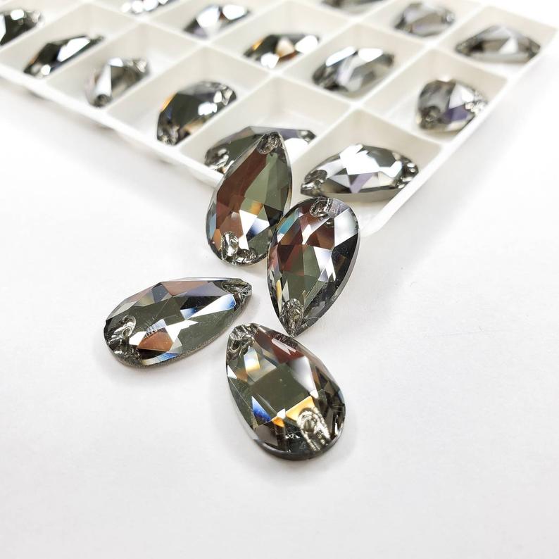 Black Diamond - DROP Sew On Glass Rhinestone