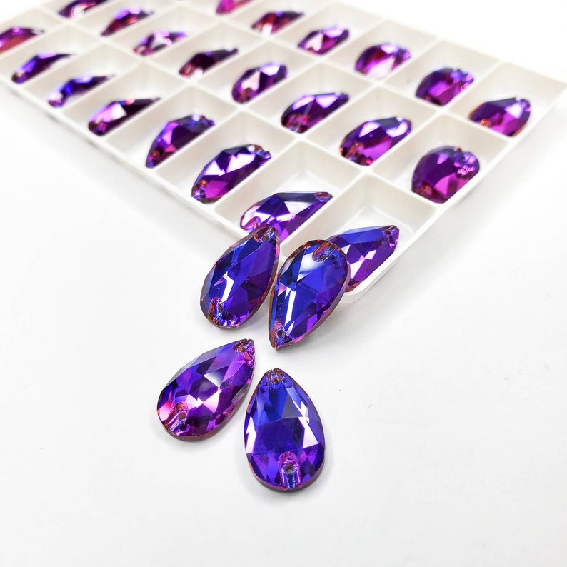 Violet Blue- DROP Sew On Glass Rhinestone