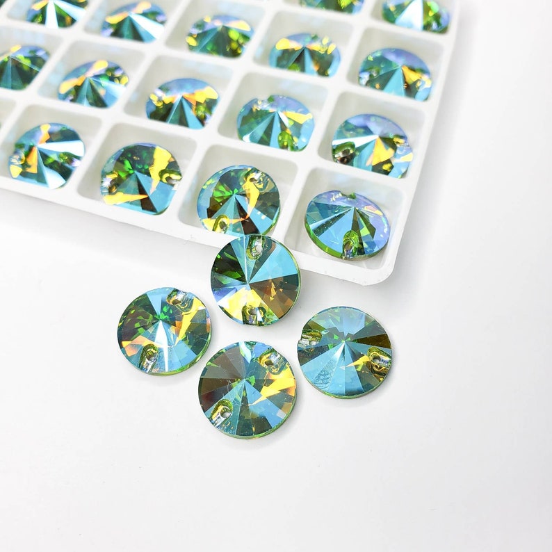 Peridot AB - RIVOLI Sew On Glass Rhinestone