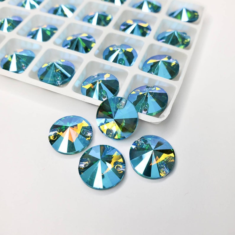 Aquamarine AB - RIVOLI Sew On Glass Rhinestone