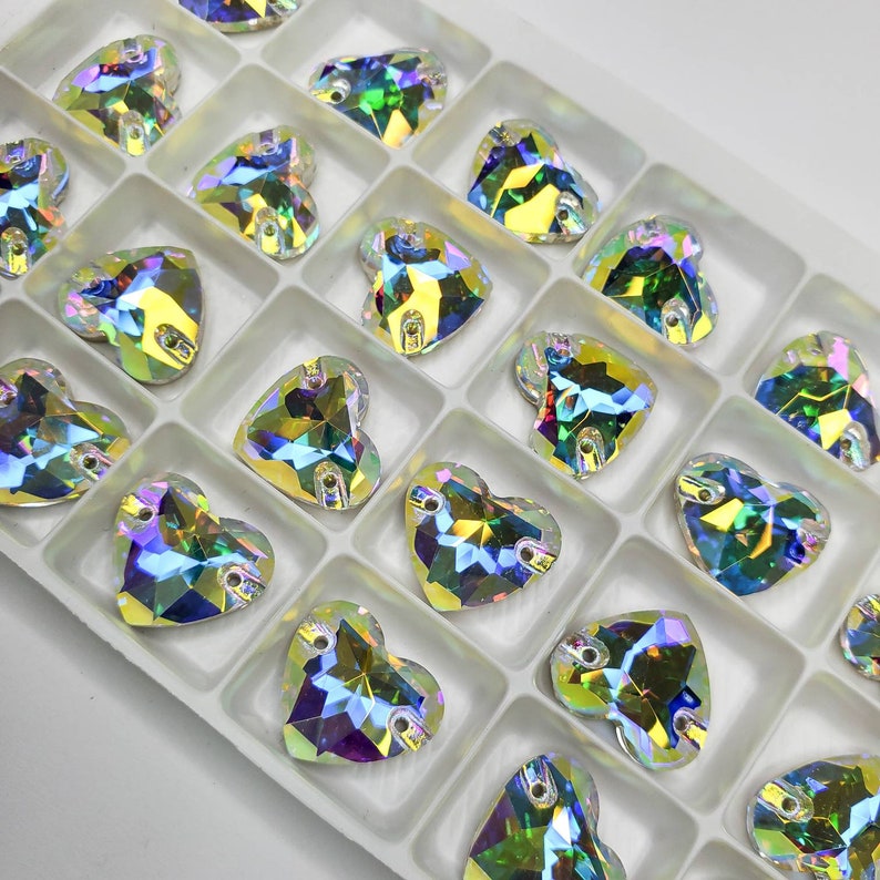AB HEART Sew On stones - Glass Rhinestone