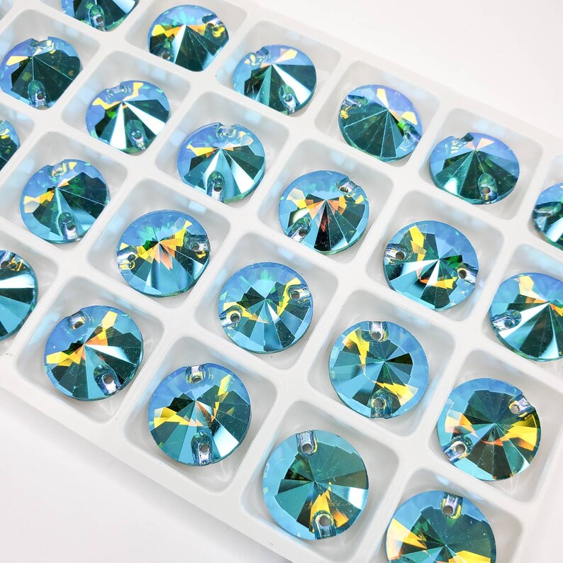 Aquamarine AB - RIVOLI Sew On Glass Rhinestone
