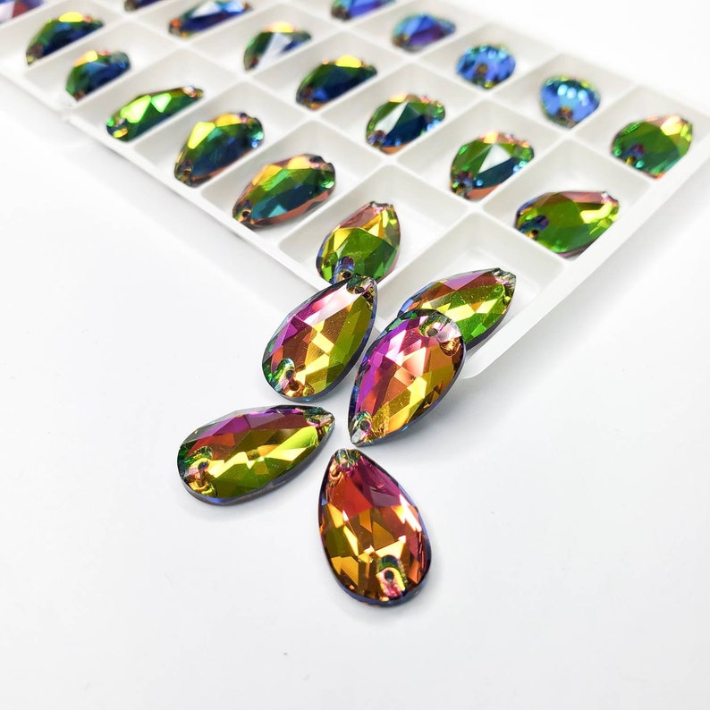 Rainbow - DROP Sew On Glass Rhinestone