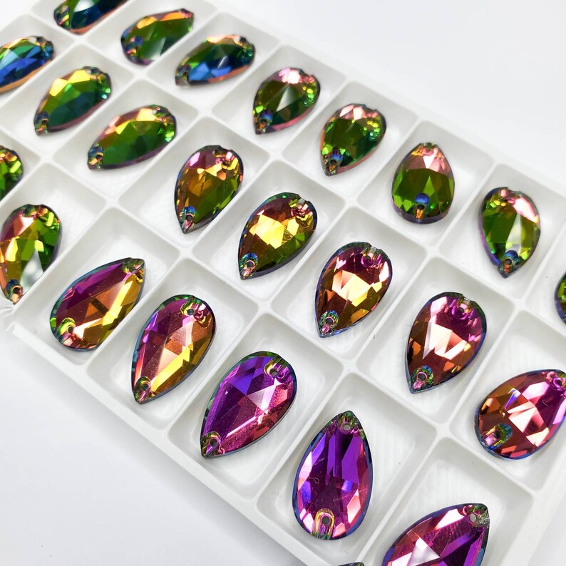 Rainbow - DROP Sew On Glass Rhinestone