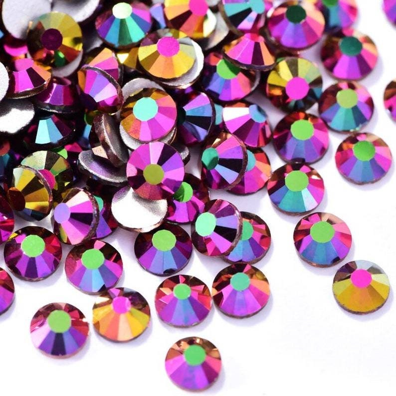 Multi-Size Metallic Rose Gold Rhinestones - GLASS- flat back #066