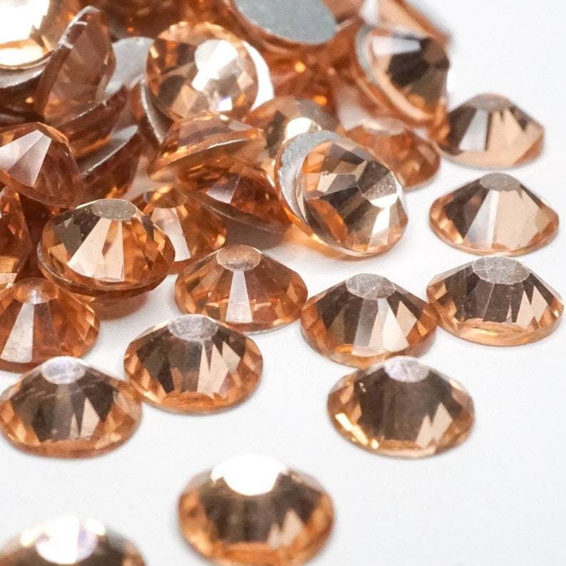Multi-Size Light peach Rhinestones - GLASS- flat back